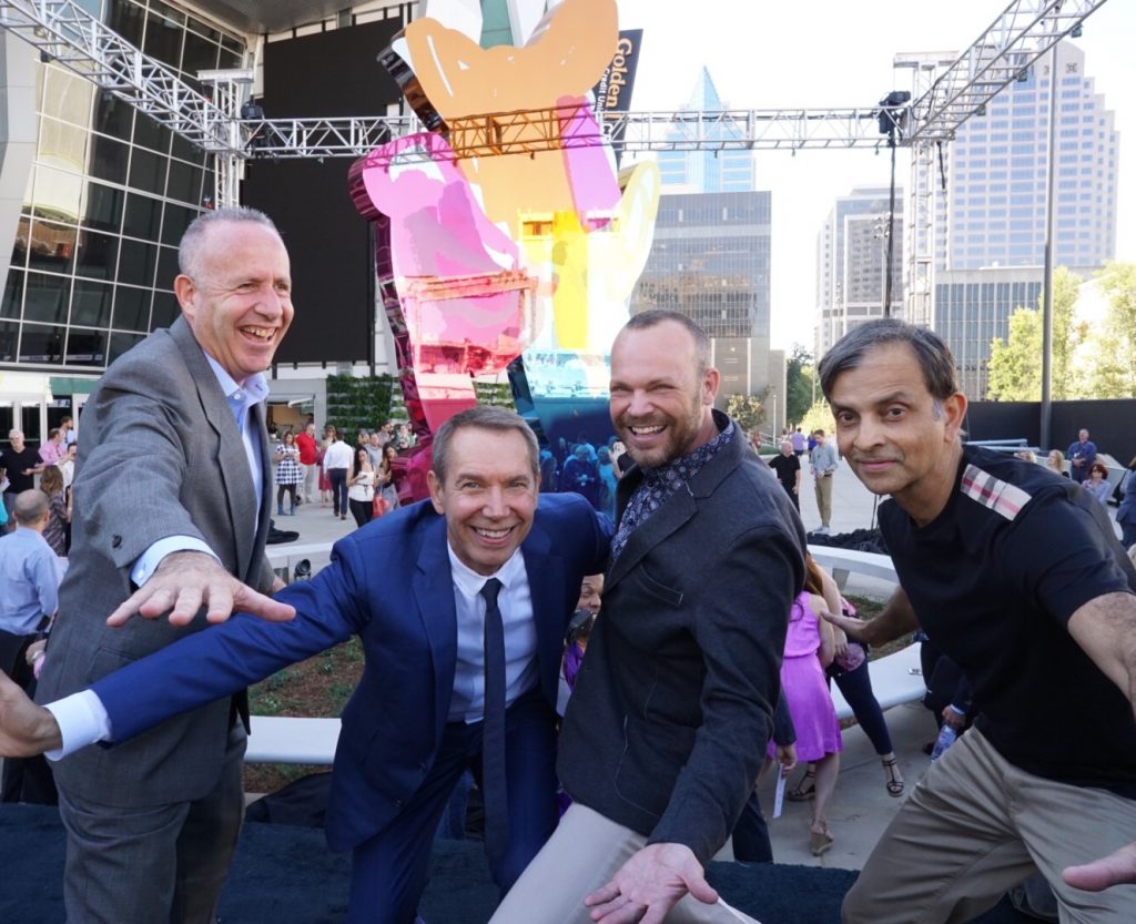 From left to right: Mayor-elect Darrell Steinberg, Jeff Coons, Rob Stewart, Vivek Ranadivé. (Credit Martin Christian)