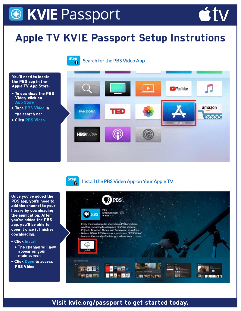 KVIE Passport Setup Guide for Apple TV