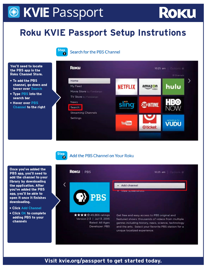 KVIE Passport Setup Guide for Roku