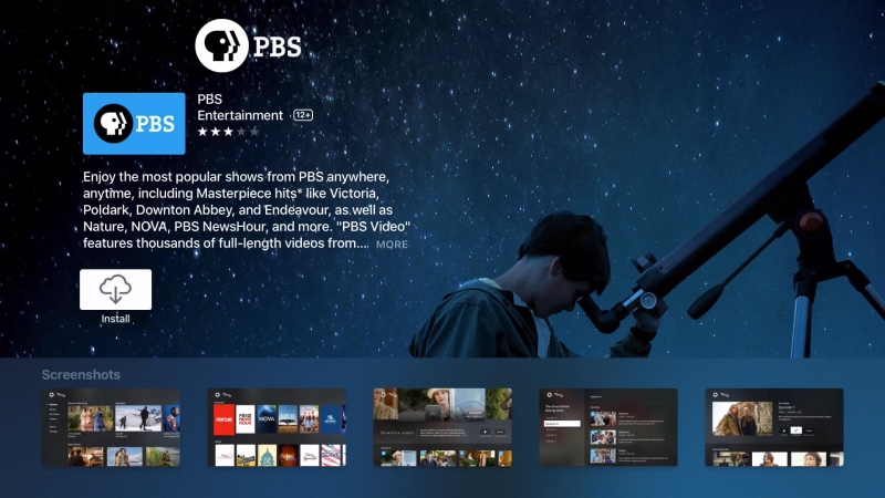 Animated Download PBS App on Apple TV