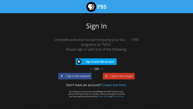 Animated Sign-in with PBS Account