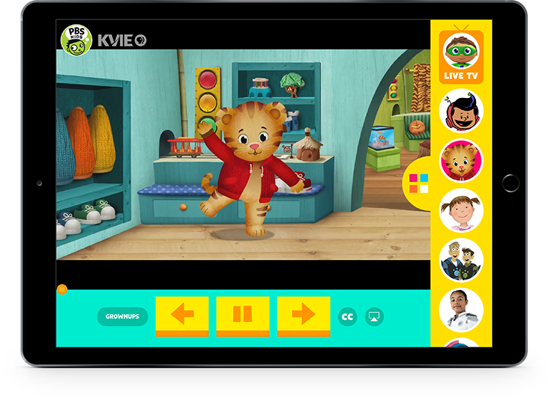 PBS Kids App on iPad in Horizontal Stand
