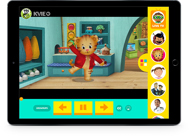 PBS Kids App on iPad in Horizontal Stand