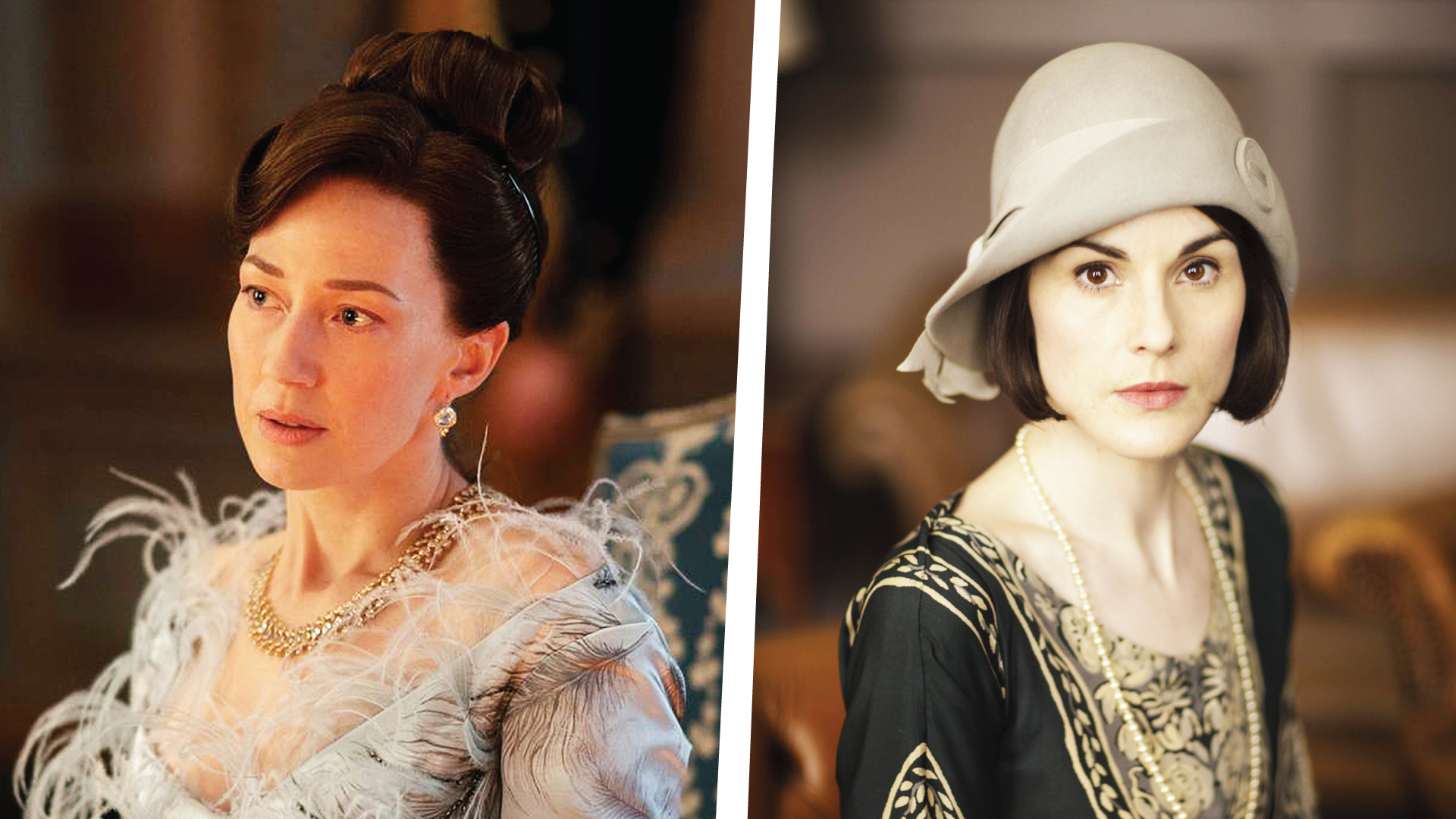 Period piece drama The Gilded Age starring Carrie Coon and Downton Abby on Masterpiece on PBS starring Michelle Dockery as Lady Mary Crawley 