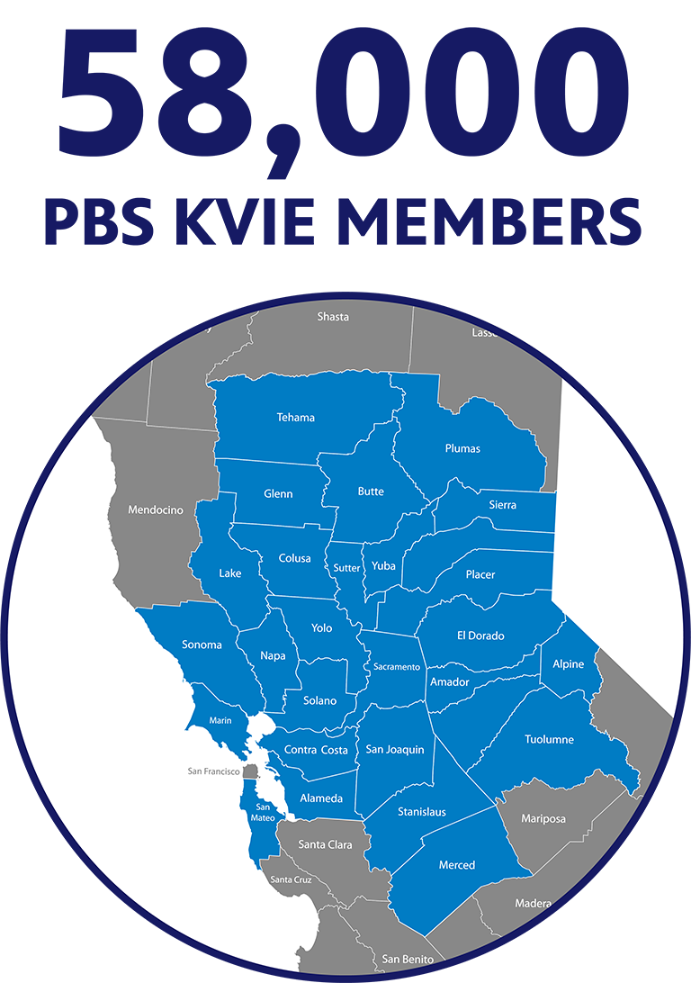 58,000 PBS KVIE Members in the region.