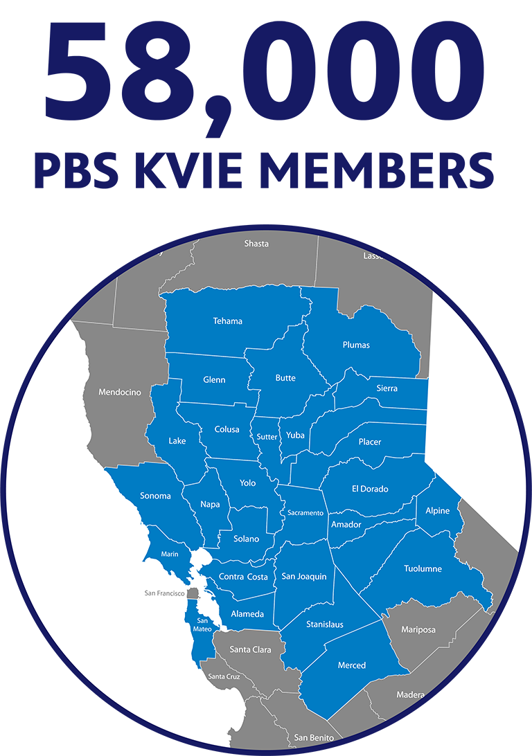 58,000 PBS KVIE Members in the region.