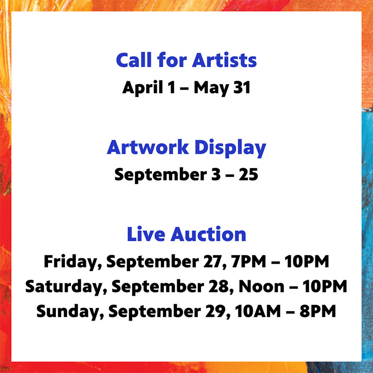 Call for Artists on 4/1 — 5/31, Artwork on Display at PBS KVIE on 9/3 — 25 and Live Auction on 9/27 7PM—10PM, 9/28 12PM—10PM, 9/29 10AM—8PM