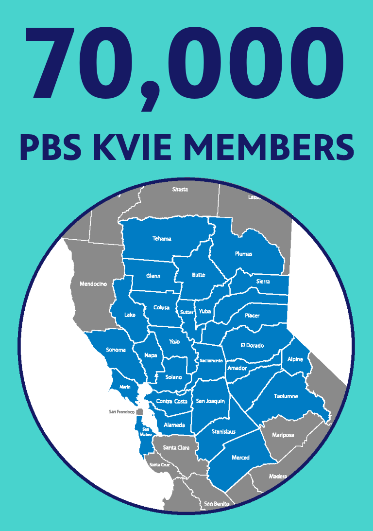 70,000 PBS KVIE Members in the region.