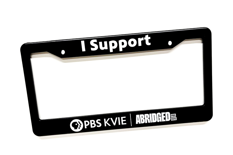 Member Reward Item: PBS KVIE Abridged License Plate Frame