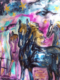 4F - $550  Horses & Stars  Ruth Morrow  (Watercolor - 30x24)