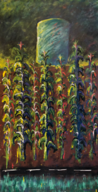 Tornado Corn, by Jane Goldman (Acrylic on Canvas, 48" x 24")