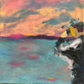 Whale Watching Magenta - Acrylic, 10 x 10